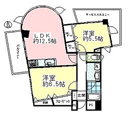 グローブガーデン 2LDKの間取図画像