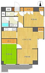 シャトーモーリス 3LDKの間取図画像