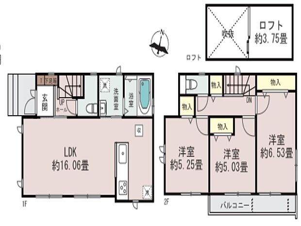 生活のメインスペースとなるLDKは、開放感のある空間。キッチンは対面式で、LDと一体感があります。