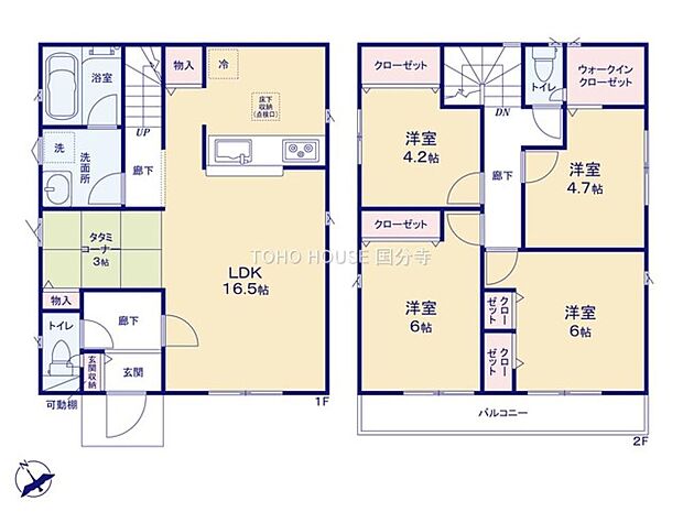 レイアウトを考えやすい間取りです。お好みの家具を配置して、心地よい空間をおつくりください。