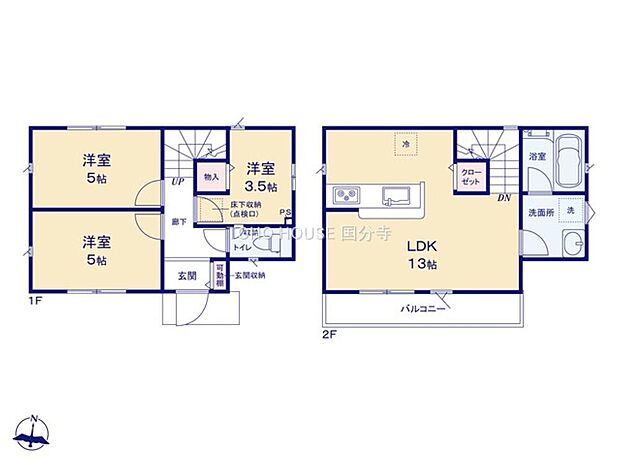 ご家族が集うLDKは2階に設けられており、視線を気にせずゆったりとお寛ぎいただけます。