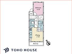 東中野台ローヤルコーポ 1LDKの間取り