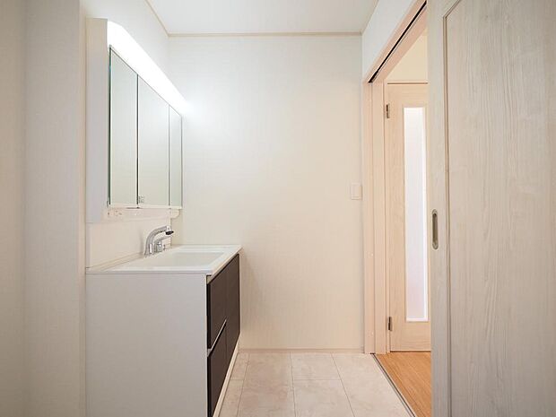 メイクやヘアセットがしやすそうな洗面台が設置されています。