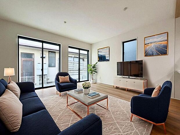 ご家族がお互いの存在を感じながら、思い思いの時間を過ごせる空間です。CG加工済み