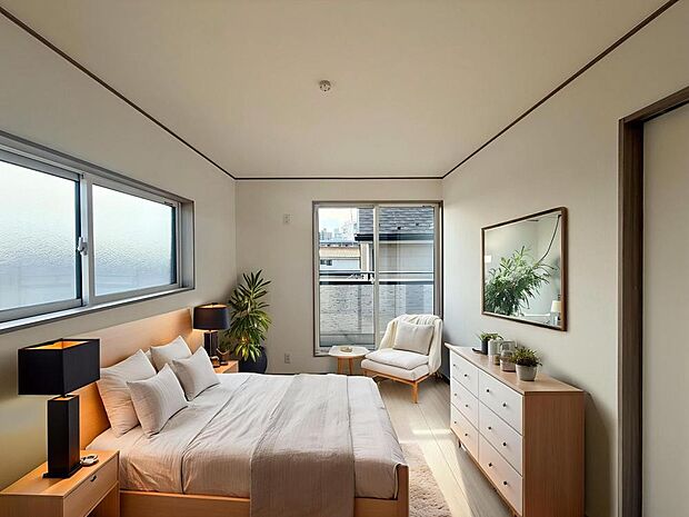 窓から自然光が差し込みます。プライベートな時間も心地よく過ごせそうです。CG加工済み