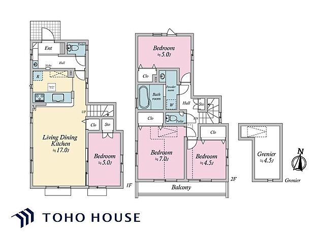 対面式キッチンとリビング階段が採用されています。ご家族のコミュニケーションが深まる間取りです。