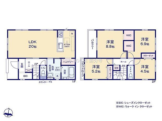 生活のメインスペースとなるLDKは、開放感のある空間。キッチンは対面式で、LDと一体感があります。