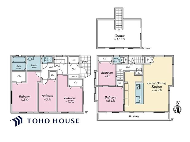 ご家族が集うLDKは2階に設けられており、視線を気にせずゆったりとお寛ぎいただけます。