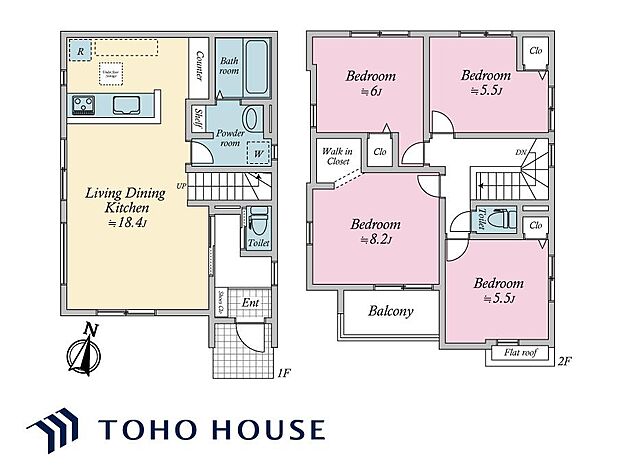 対面式キッチンとリビング階段が採用されています。ご家族のコミュニケーションが深まる間取りです。