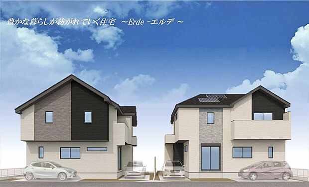 (完成予想図/外観)カースペースは2台分が確保されています(車種による)。セカンドカーの所有も検討可能です。