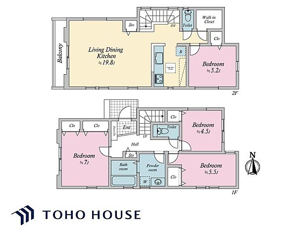 ご家族が集うLDKは2階に設けられており、視線を気にせずゆったりとお寛ぎいただけます。