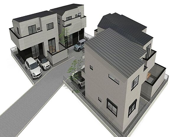 (完成予想図/外観)駐車場があります。電車だけでなくお車も利用でき、休日のお出かけの幅が広がりそうです。