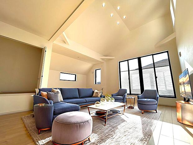 豊かな陽光に恵まれる空間。お気に入りの家具やインテリアが映えるモダンな内装です。CG加工済み