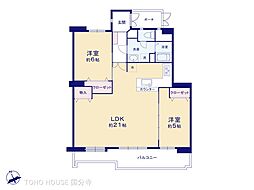 昭島つつじが丘ハイツ4号棟 2LDKの間取図画像