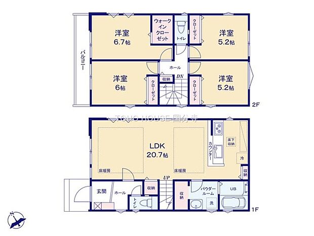 キッチンからLDを見渡すことができる間取りのため、お子様がいらっしゃるご家庭におすすめです。
