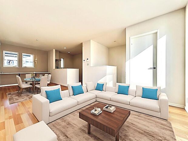 ご家族がお互いの存在を感じながら、思い思いの時間を過ごせる空間です。CG加工済み