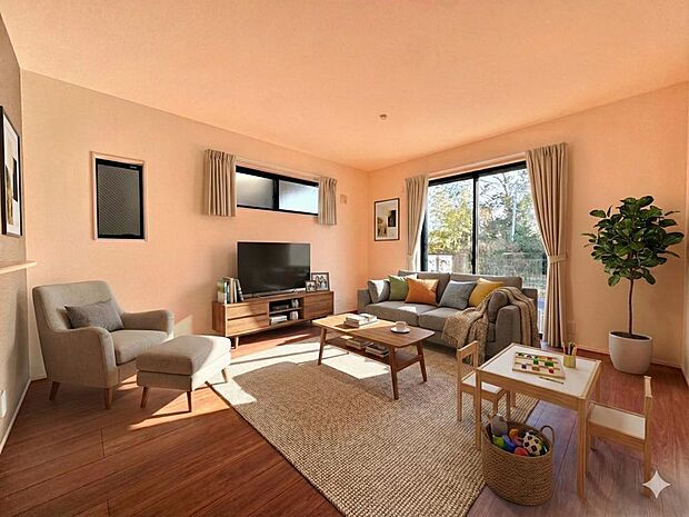 ご家族の思い出を刻むLDK。家族団らんの時間が自然と増えそうです。/CG加工有り