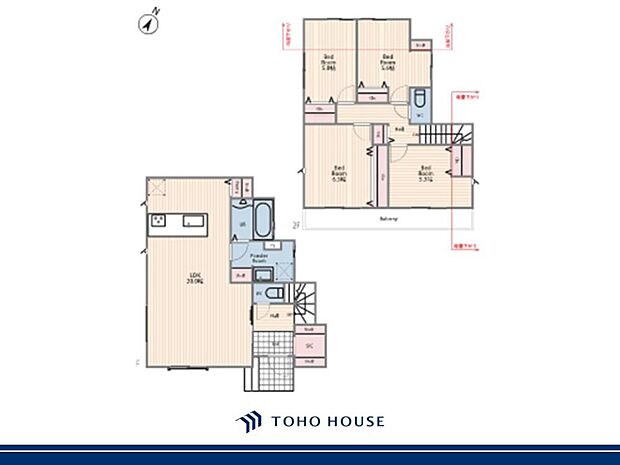生活のメインスペースとなるLDKは、開放感のある空間。キッチンは対面式で、LDと一体感があります。