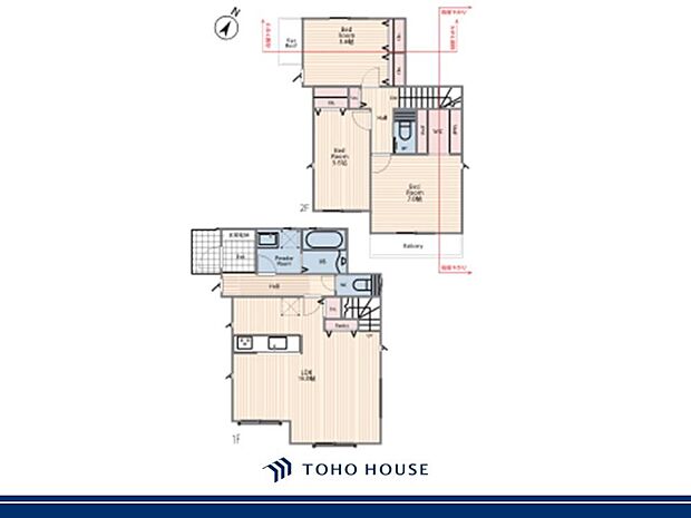 リビングとダイニングをゾーニングしやすく、食事の後もゆったりと寛げる間取りです。