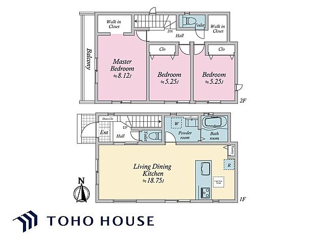 対面式キッチンが採用されたLDK。水まわりが集約された間取りのため、家事動線もスムーズです。
