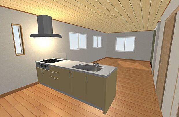 (完成予想パース図)家族の思い出を刻むLDK。家族団らんの時間が自然と増えそうです。