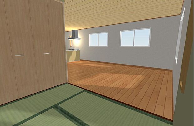 （完成予想パース図）リビングは大切なひとと過ごす癒しの場。笑い声が響き渡る空間になりますように。