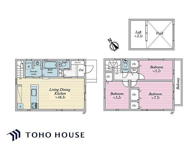 生活のメインスペースとなるLDKは、開放感のある空間。キッチンは対面式で、LDと一体感があります。