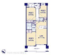 アンビシャスパーク京王堀之内 3LDKの間取図画像