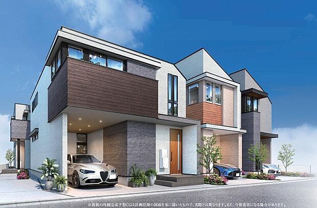 (完成予想図/外観)設計士の想いが詰まった、工夫ある住まいです。ご家族皆様揃って、ぜひご見学ください。完成予想をイメージしたパースとなっております。実際の完成とは異なる場合があります。