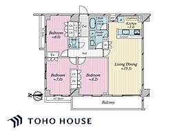 サンクタスガーデン砧 3LDKの間取図画像