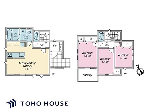 リビングとダイニングをゾーニングしやすく、食事の後もゆったりと寛げる間取りです。