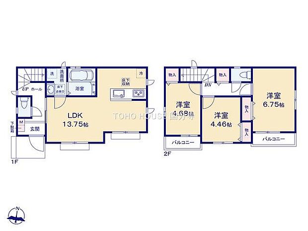 生活のメインスペースとなるLDKは、開放感のある空間。キッチンは対面式で、LDと一体感があります。