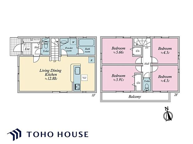 ファミリーで暮らしやすい、4LDKの新築一戸建て。フラット35S対応物件です。