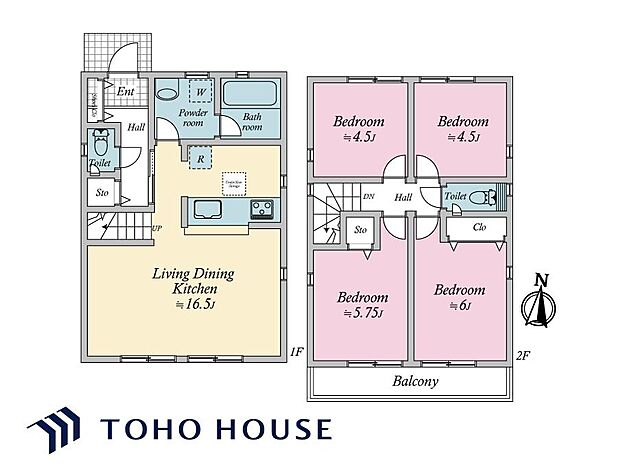 対面式キッチンが採用されたLDK。水まわりが集約された間取りのため、家事動線もスムーズです。