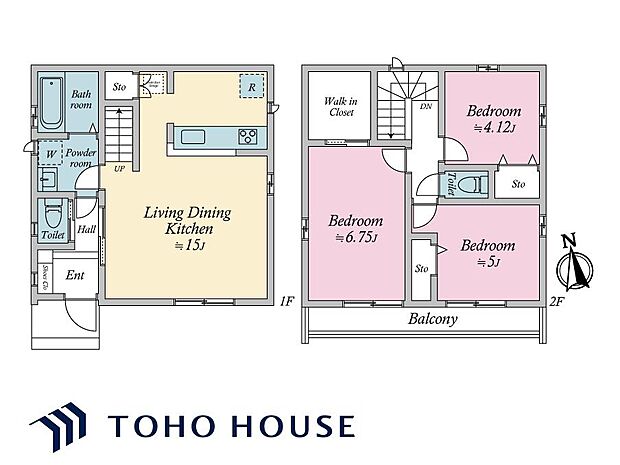 リビング階段、対面式キッチンが採用された、ご家族がコミュニケーションを取りやすい設計です。