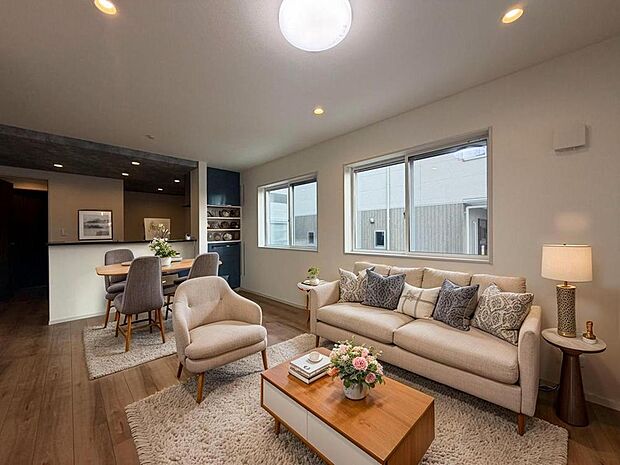 LDKは、ご家族が自然と集い、ゆったりと過ごせる居心地の良い住空間です。※CG加工済