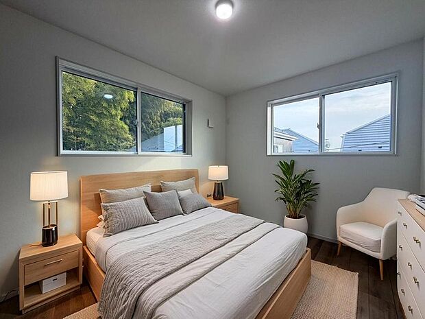 2面採光のため、日当たり・通風良好。快適な空間は、お子様の学習も捗りそうです。※CG加工済