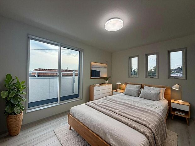 2面採光のため、日当たり・通風良好。快適な空間は、お子様の学習も捗りそうです。CG加工済