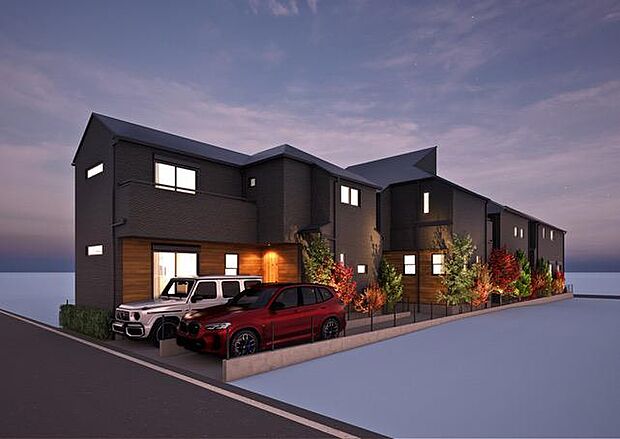 (完成予想図/外観)豊かな緑で彩られた、穏やかな住環境です。