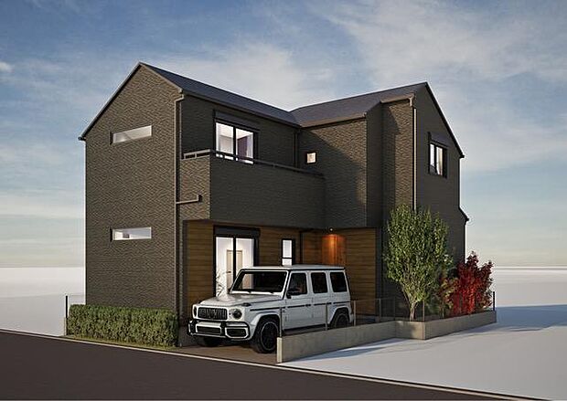 (完成予想図/外観)周辺は穏やかな住環境。街並みに調和する、落ち着いた佇まいの外観です。