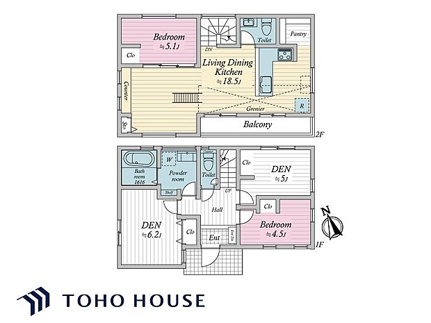 ご家族が集うLDKは2階に設けられており、バルコニーに面した明るい空間です。