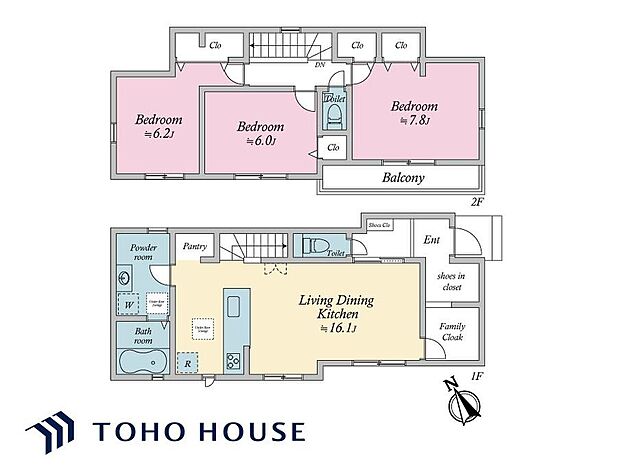 (建物プラン例)建物価格1950万円、建物面積95.22m2