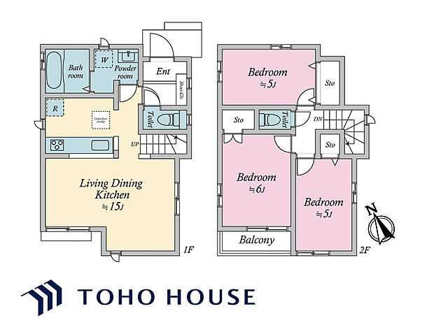明るい陽光が降り注ぐ2階建ての住まい。各居室の日当たりや設備・仕様など、ぜひ現地にてご確認ください。