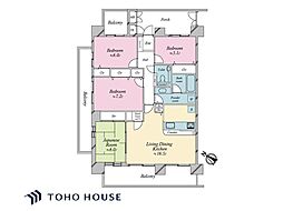 若葉台ワルツの杜B棟 4LDKの間取図画像