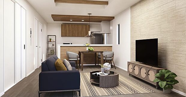 (完成予想図/内観)豊かな陽光に恵まれる空間。お気に入りの家具やインテリアが映えるモダンな内装です。