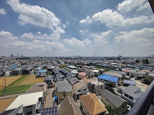 前面に高い建物がないため、青空が広がり開放感ある眺望を楽しむことができます。