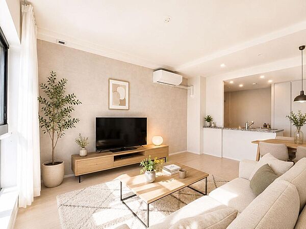 お住まいの中心のLDKは、自然とご家族が集まる癒しの空間です。※バーチャル加工を施しています。