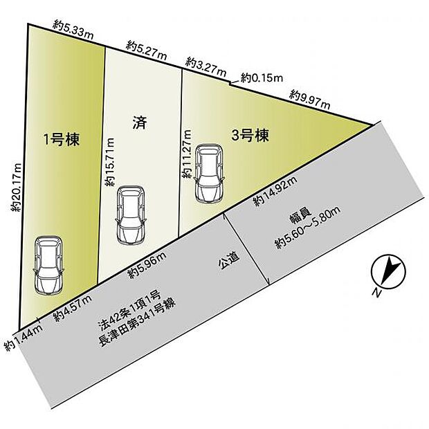 【区画図】長津田から徒歩7分の利便性の高い立地です。