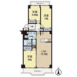 鷺沼東ロイヤルマンション 3LDKの間取図画像