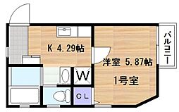 forest 2階1Kの間取り